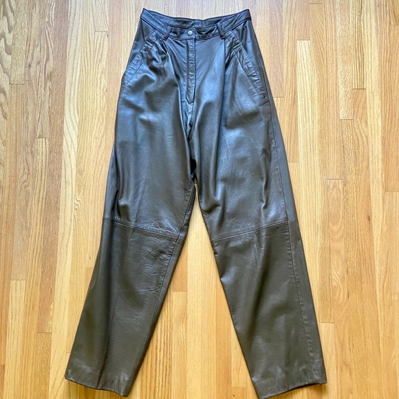 Dark Brown Leather Jacket & Pant Set by Intuitions - Picture 3 of 4